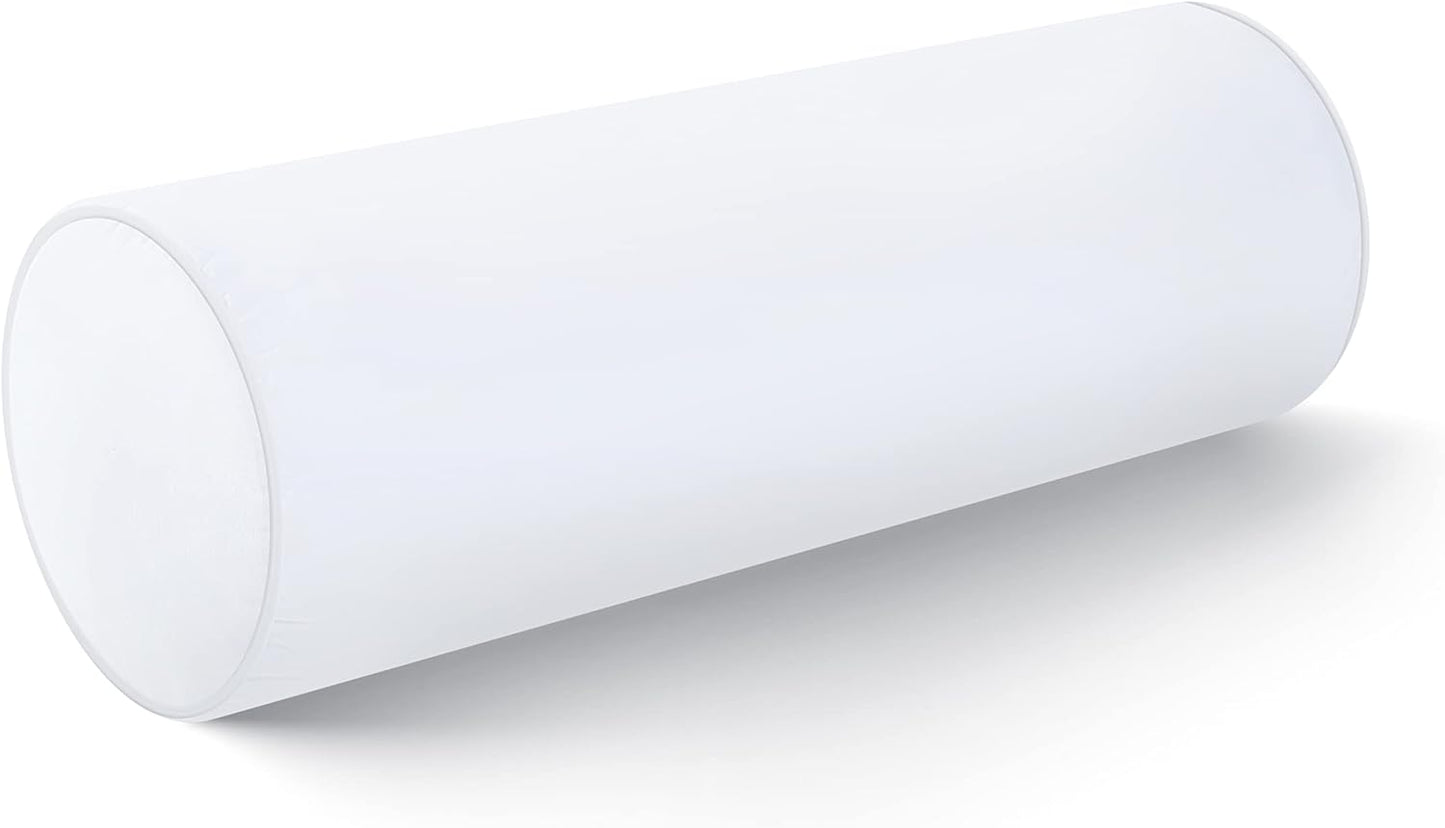 Hofdeco Premium Bolster Pillow Insert, 7"x22" ( Cover Size 6"x20") Water Resistant Synthetic Down Alternative Sham Stuffer for Patio, Bench, Garden, White