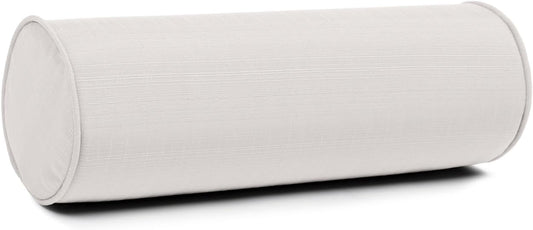 Sherry Kline Sunrise Indoor/Outdoor Neck Bolster Corded Edge Filled Pillow Eggshell 6"x18" Set of 2