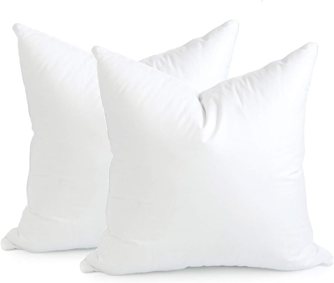Hofdeco Premium Bolster Pillow Insert, Set of 2, 9"x26" (for Cover Size 8"x24") Water Resistant Synthetic Down Alternative Sham Stuffer for Patio, Bench, Garden, Poolside, White