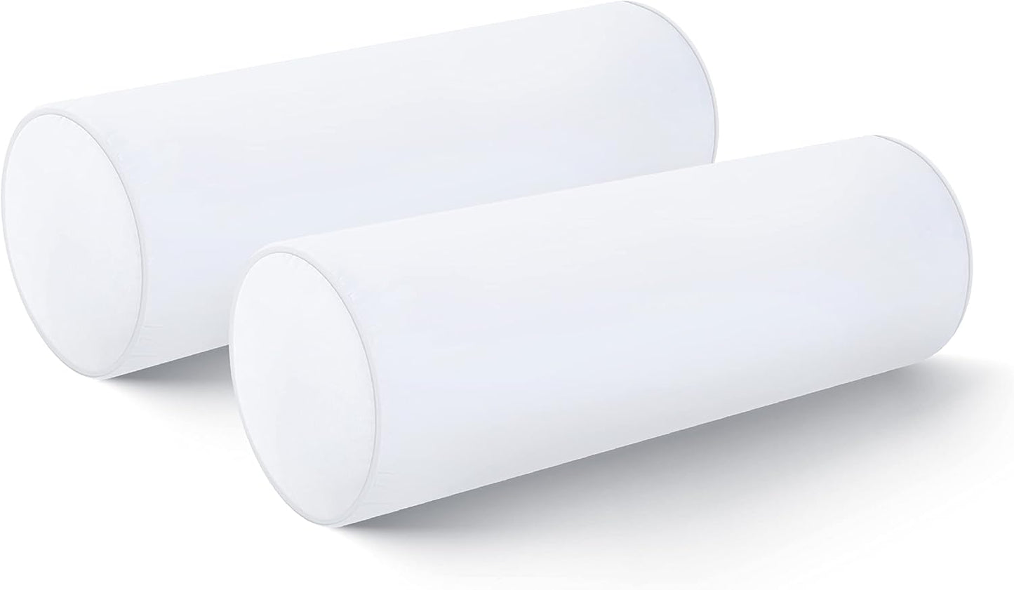 Hofdeco Premium Bolster Pillow Insert, 7"x22" ( Cover Size 6"x20") Water Resistant Synthetic Down Alternative Sham Stuffer for Patio, Bench, Garden, White