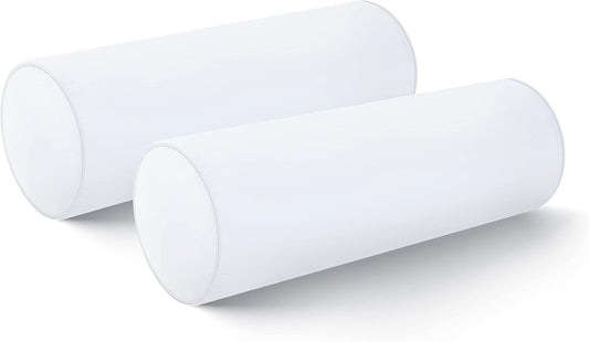 Hofdeco Premium Bolster Pillow Insert, Set of 2, 9"x26" (for Cover Size 8"x24") Water Resistant Synthetic Down Alternative Sham Stuffer for Patio, Bench, Garden, Poolside, White