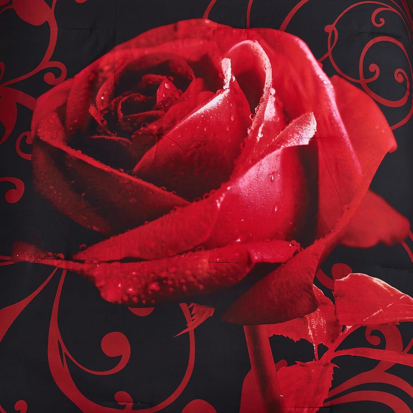 Red Comforter Set Queen 7 Piece Bed in a Bag Red Rose Flower Comforter with Sheet Set Soft Micorfiber Reversible Bedding Set (1 Comforter,2 Pillow Shams,1 Flat Sheet,1 Fitted Sheet,2 Pillowcases)