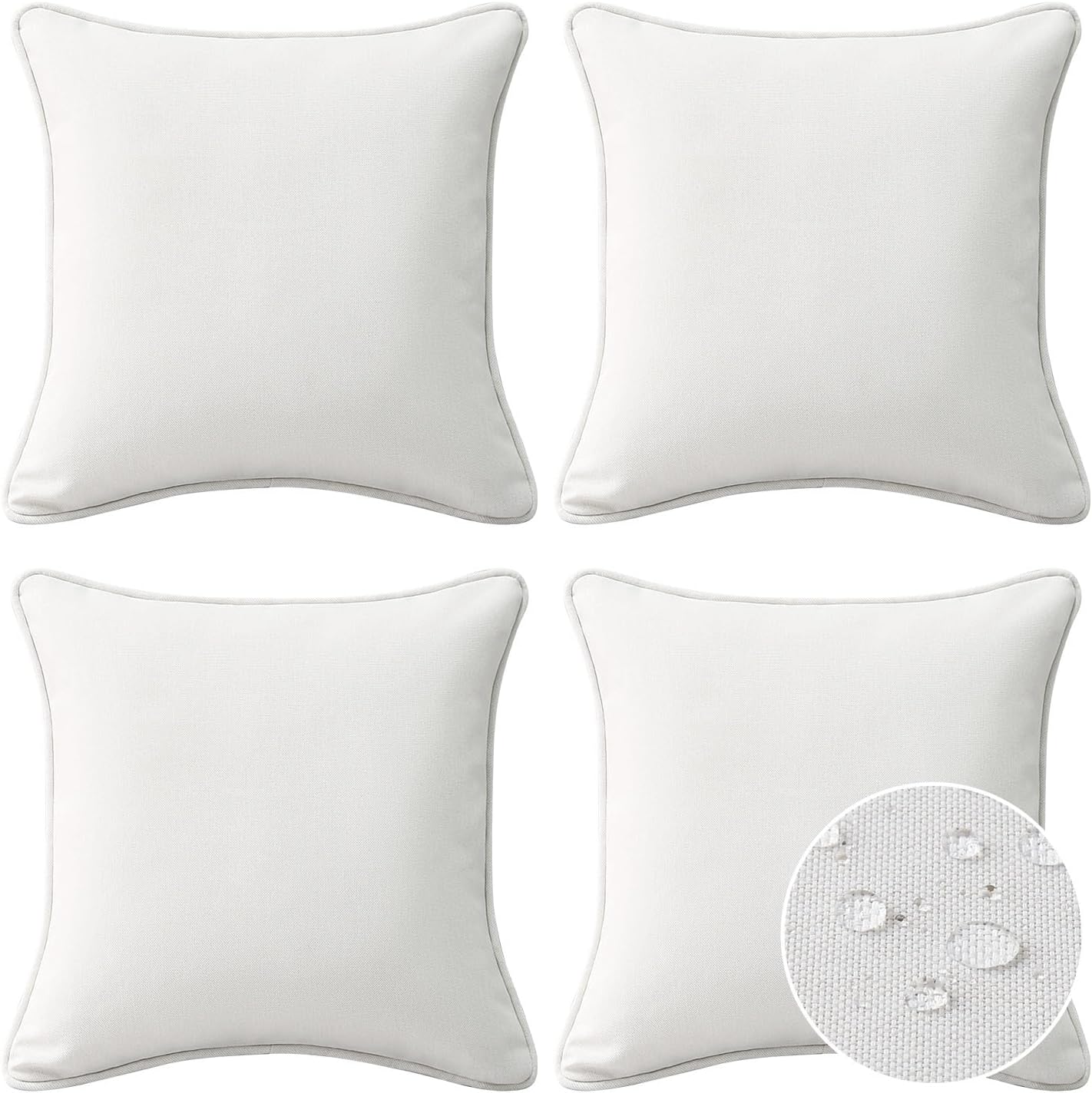 Decorative Outdoor Water Repellent Throw Pillows with Inserts, Set of 4, 18" x18" Pillows for Patio, Backyard, Bed, Couch, and Patio Furniture, Turquoise