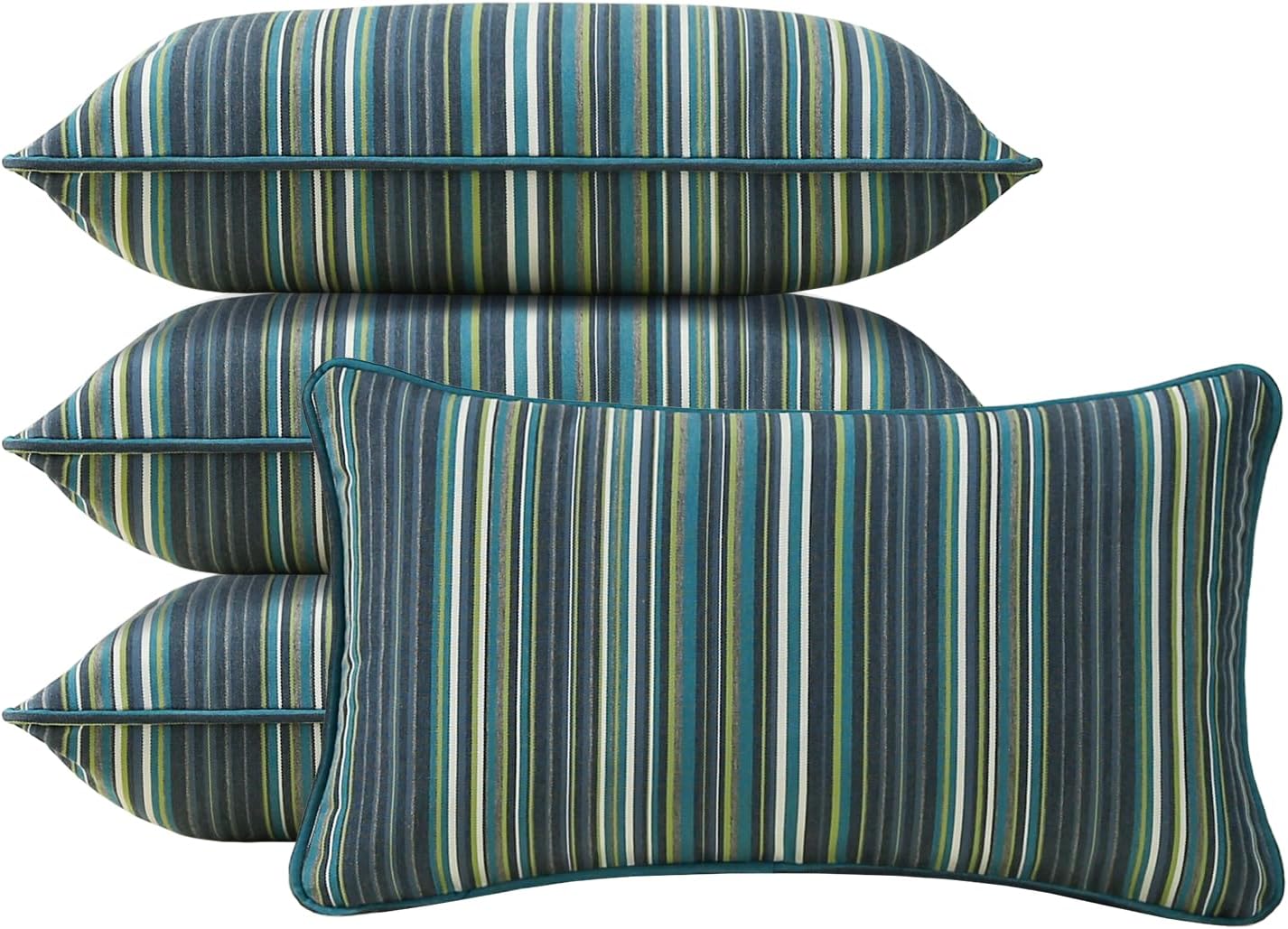 Decorative Outdoor Water Repellent Throw Pillows with Inserts, Set of 4, 18" x18" Pillows for Patio, Backyard, Bed, Couch, and Patio Furniture, Turquoise