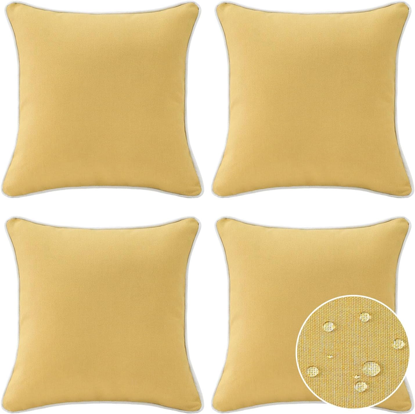 Decorative Outdoor Water Repellent Throw Pillows with Inserts, Set of 4, 18" x18" Pillows for Patio, Backyard, Bed, Couch, and Patio Furniture, Turquoise