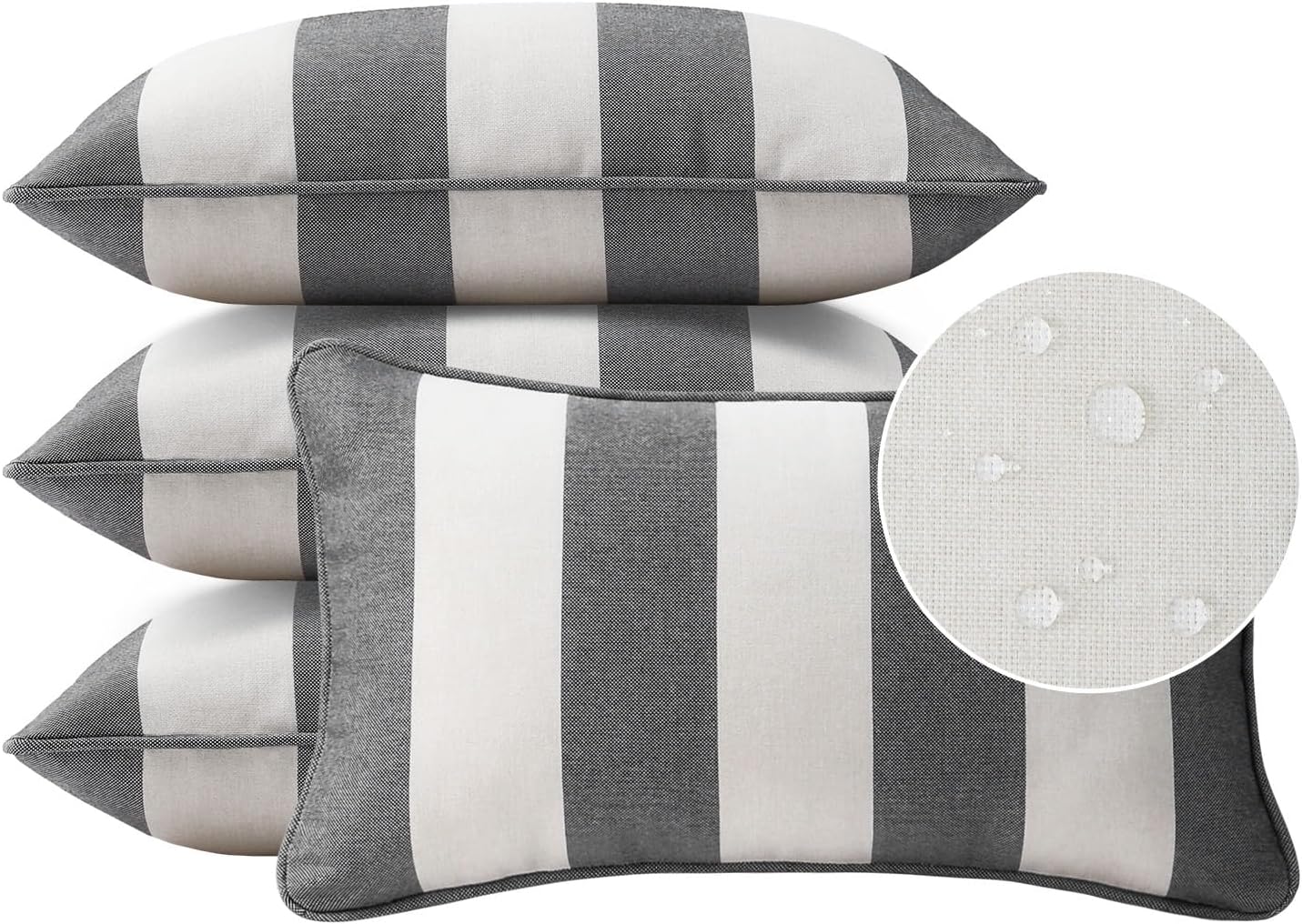 Decorative Outdoor Water Repellent Throw Pillows with Inserts, Set of 4, 18" x18" Pillows for Patio, Backyard, Bed, Couch, and Patio Furniture, Turquoise