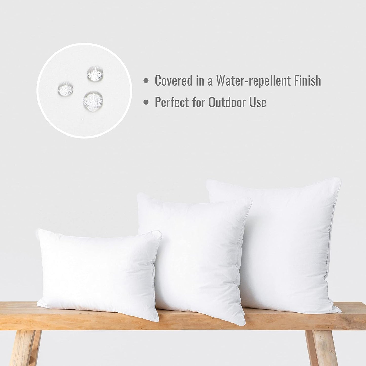 Hofdeco Premium Bolster Pillow Insert, 7"x22" ( Cover Size 6"x20") Water Resistant Synthetic Down Alternative Sham Stuffer for Patio, Bench, Garden, White