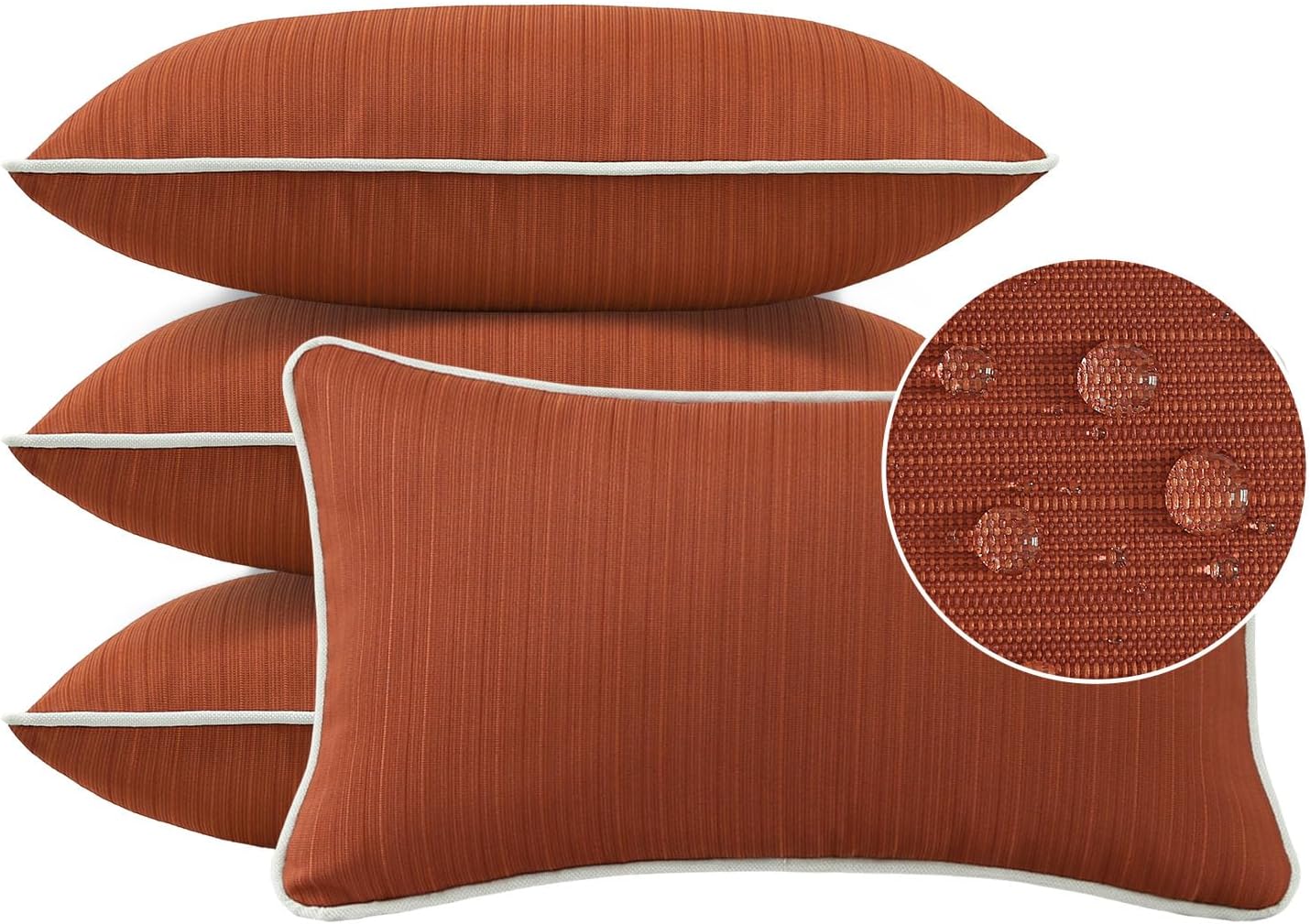 Decorative Outdoor Water Repellent Throw Pillows with Inserts, Set of 4, 18" x18" Pillows for Patio, Backyard, Bed, Couch, and Patio Furniture, Turquoise