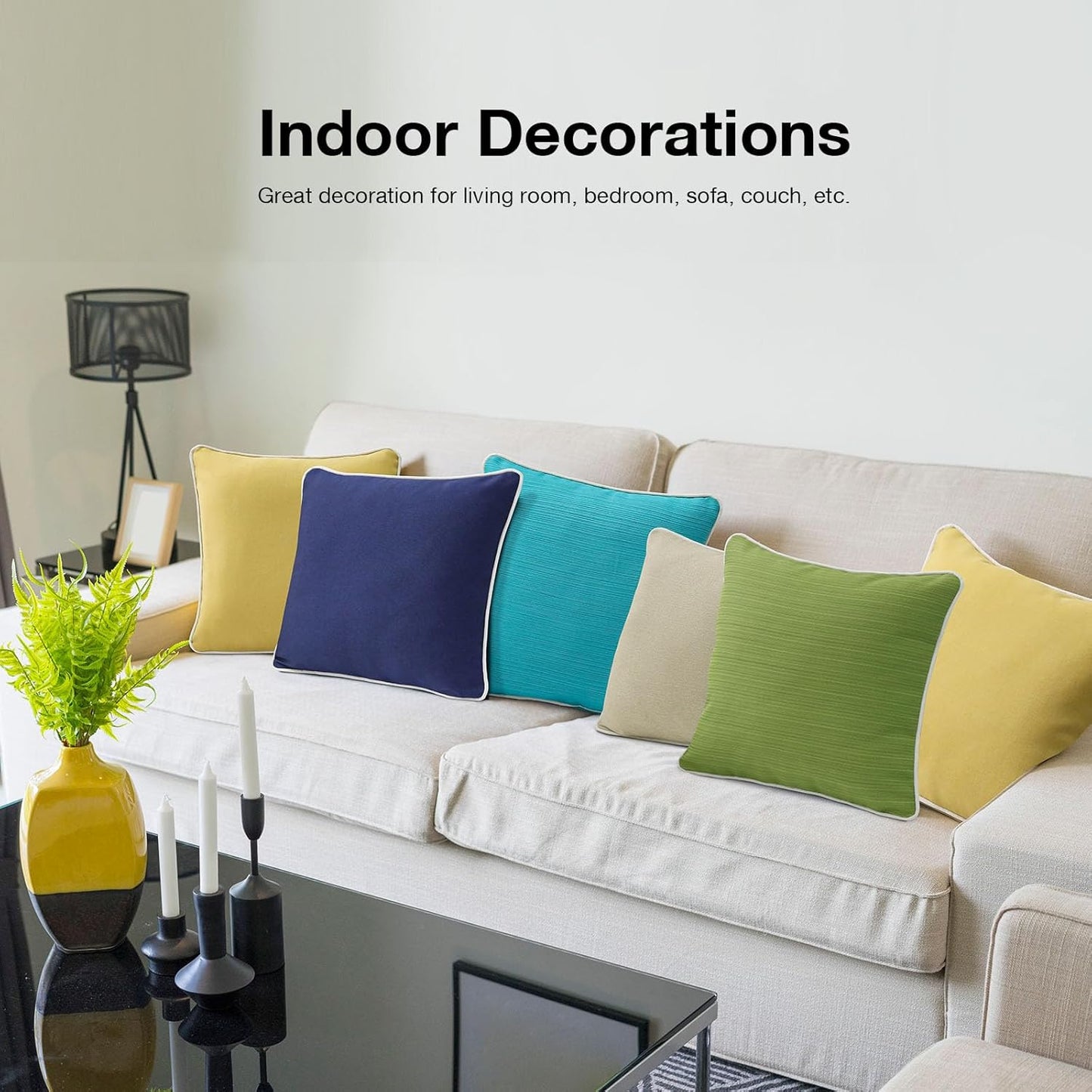 Decorative Outdoor Water Repellent Throw Pillows with Inserts, Set of 4, 18" x18" Pillows for Patio, Backyard, Bed, Couch, and Patio Furniture, Turquoise