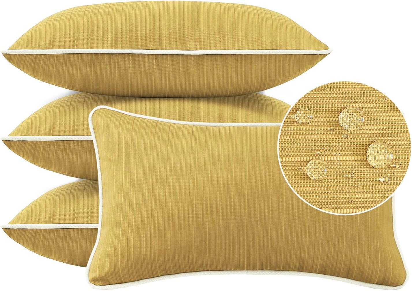 Decorative Outdoor Water Repellent Throw Pillows with Inserts, Set of 4, 18" x18" Pillows for Patio, Backyard, Bed, Couch, and Patio Furniture, Turquoise