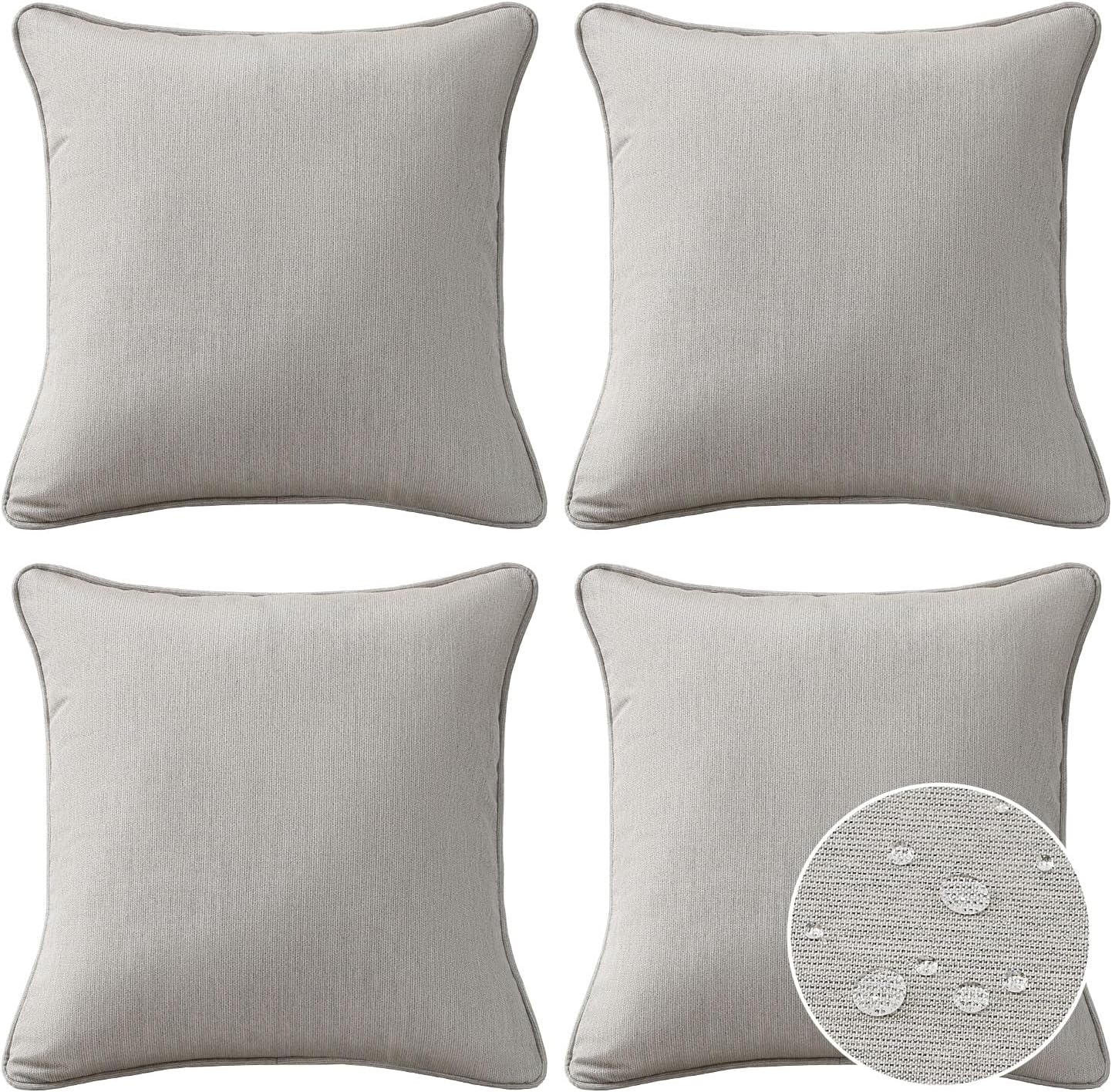 Decorative Outdoor Water Repellent Throw Pillows with Inserts, Set of 4, 18" x18" Pillows for Patio, Backyard, Bed, Couch, and Patio Furniture, Turquoise