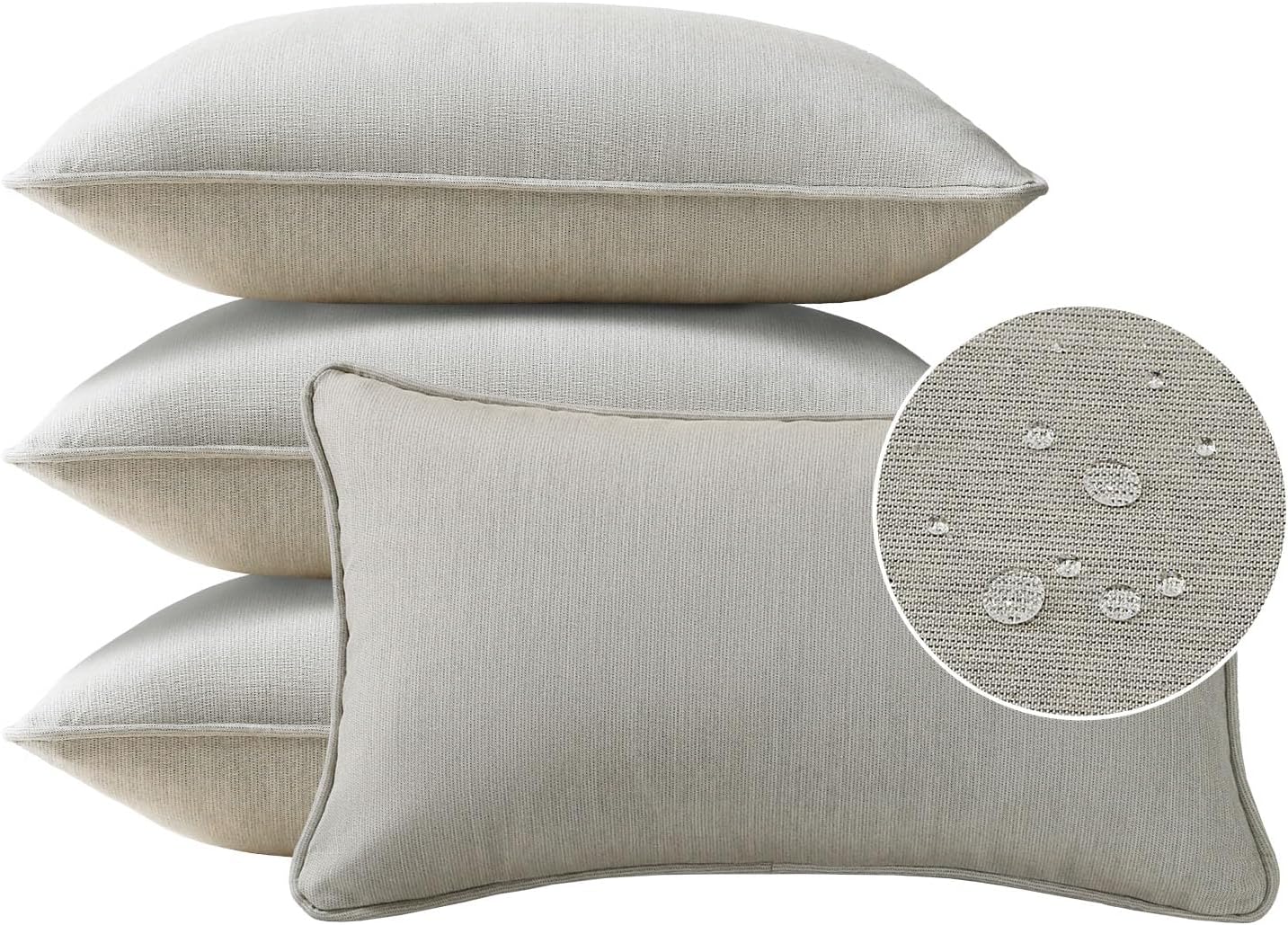 Decorative Outdoor Water Repellent Throw Pillows with Inserts, Set of 4, 18" x18" Pillows for Patio, Backyard, Bed, Couch, and Patio Furniture, Turquoise