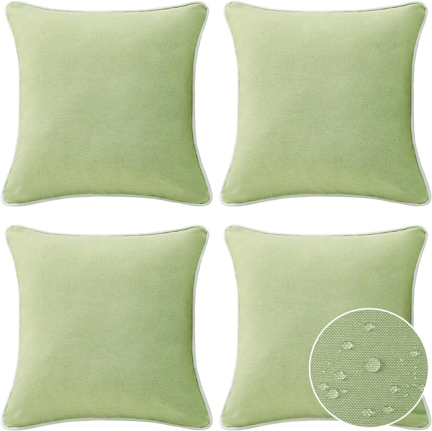 Decorative Outdoor Water Repellent Throw Pillows with Inserts, Set of 4, 18" x18" Pillows for Patio, Backyard, Bed, Couch, and Patio Furniture, Turquoise