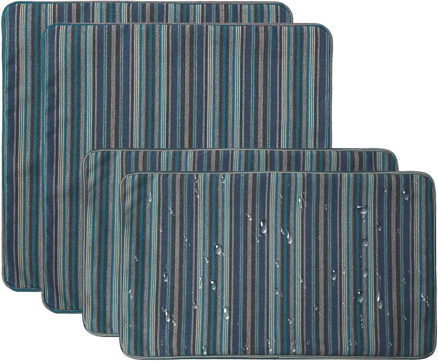 Decorative Outdoor Water Repellent Throw Pillows with Inserts, Set of 4, 18" x18" Pillows for Patio, Backyard, Bed, Couch, and Patio Furniture, Turquoise