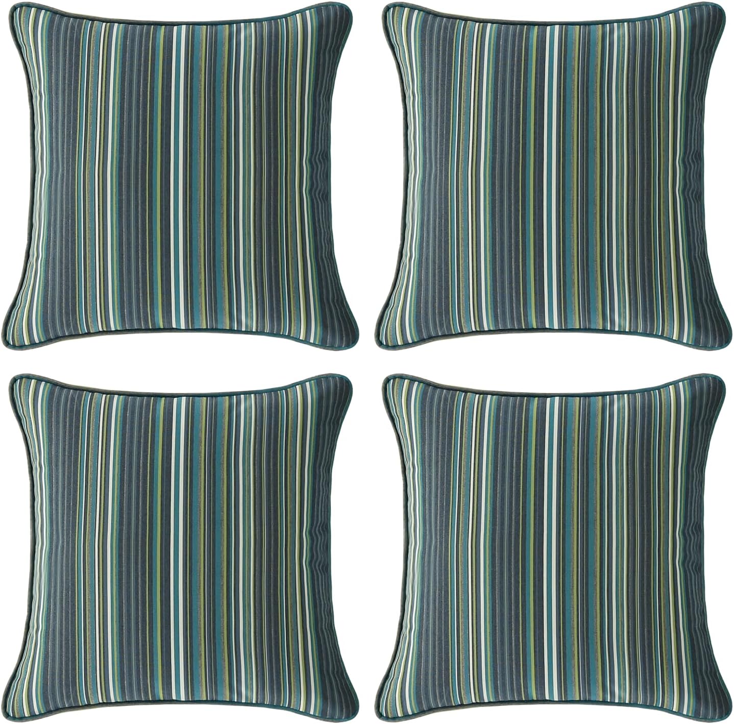 Decorative Outdoor Water Repellent Throw Pillows with Inserts, Set of 4, 18" x18" Pillows for Patio, Backyard, Bed, Couch, and Patio Furniture, Turquoise