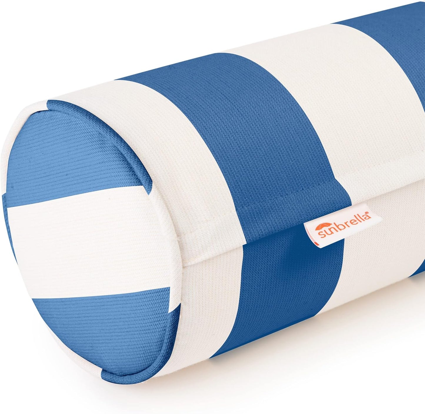 Austin Horn Classics Sunbrella Cabana Stripe White/Black Zippered Neck Roll Bolster (Set of 2)