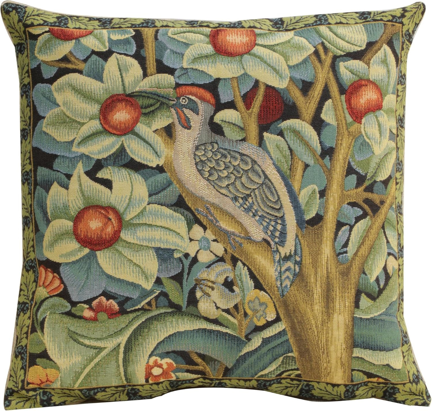 Charlotte Home Furnishings Throw Pillow Covers, Decorative Boho Pillow Covers for Couch, Living Room, Blue Tree Square Cushion Cases 18x18 in, European Cotton Jacquard Woven for Cozy Bedroom Decor