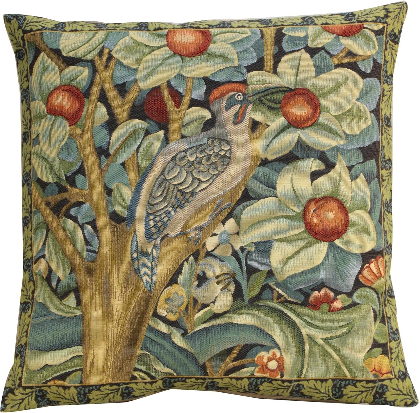 Charlotte Home Furnishings Throw Pillow Covers, Decorative Boho Pillow Covers for Couch, Living Room, Blue Tree Square Cushion Cases 18x18 in, European Cotton Jacquard Woven for Cozy Bedroom Decor